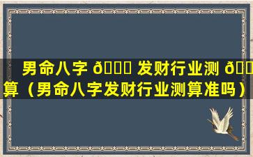 男命八字 🐕 发财行业测 🐼 算（男命八字发财行业测算准吗）